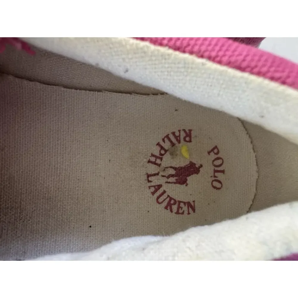 POLO RALPH LAUREN SLIP ON SNEAKERS Pink Canvas Toddler Size 9 Preppy #7336